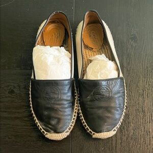Gucci Tan and Leather Woven Sole Espadrilles